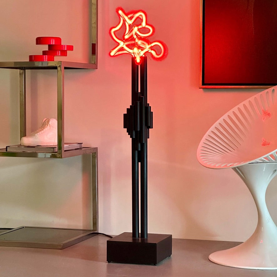 1980S RUDI STERN SCULPTURE & NEON LAMP