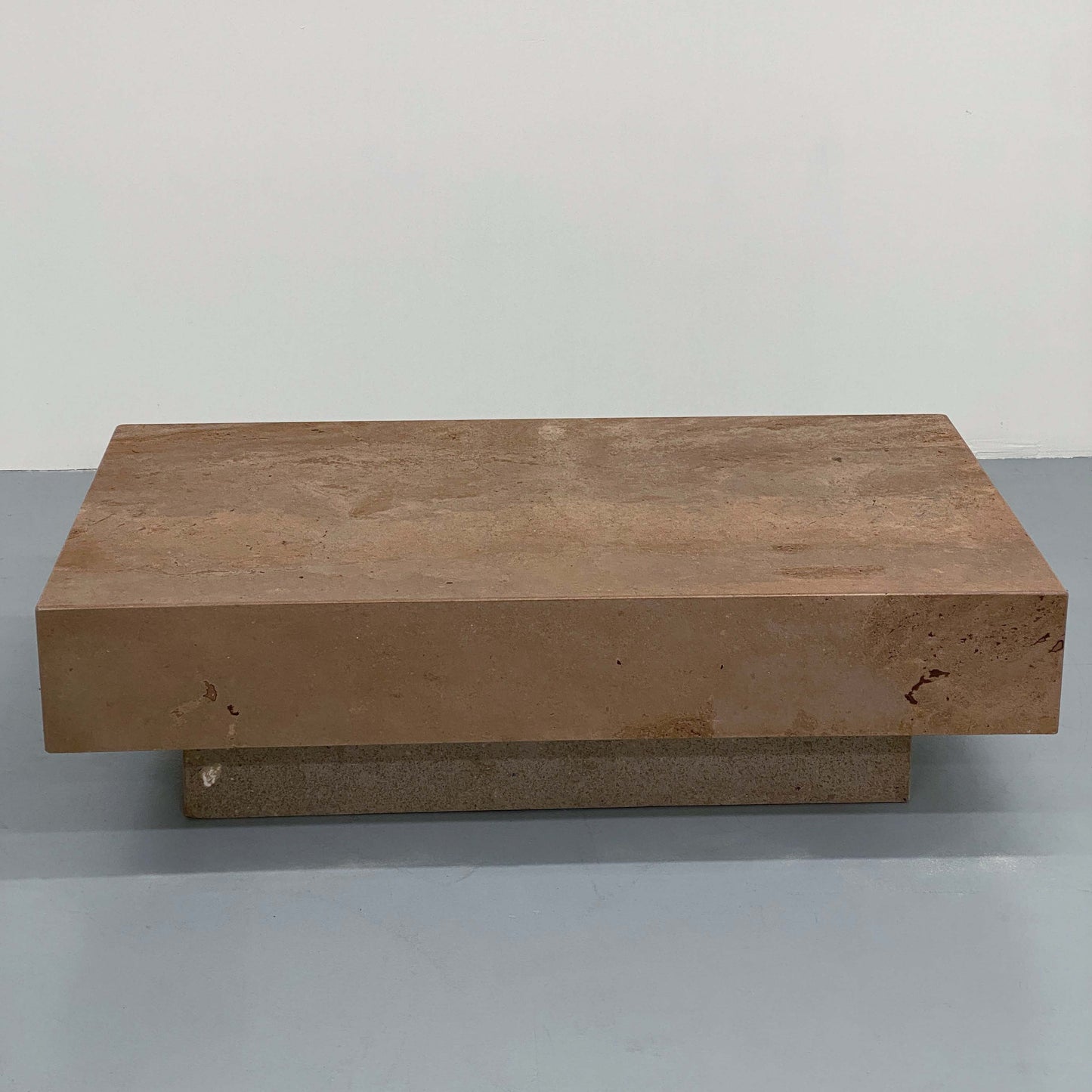 80S BROWN TRAVERTINE COFFEE TABLE