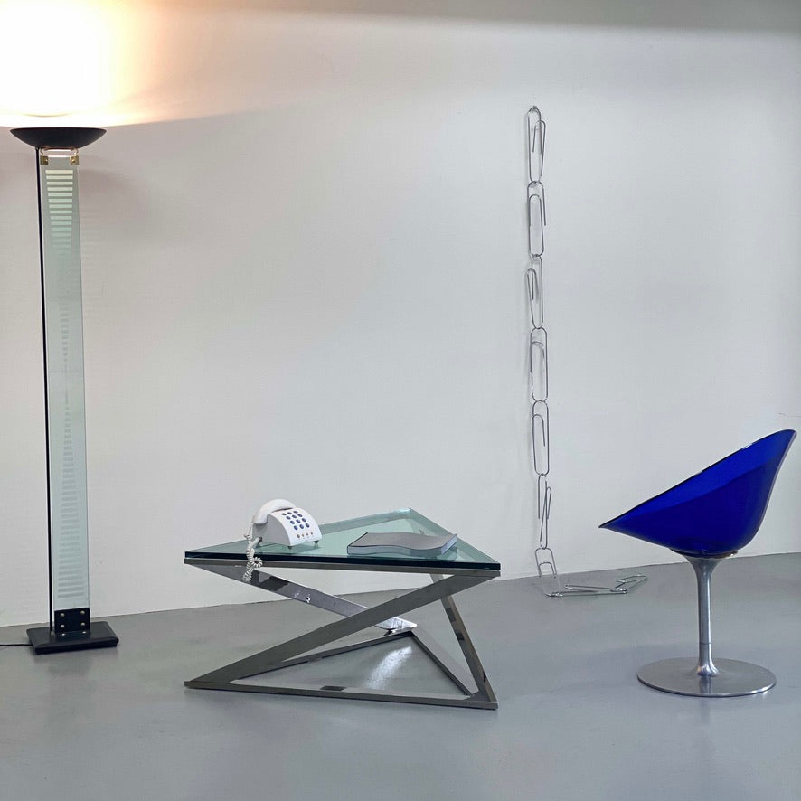 1980S GLASS FLOOR TORCHIERE LAMP BY FONTANA ARTE