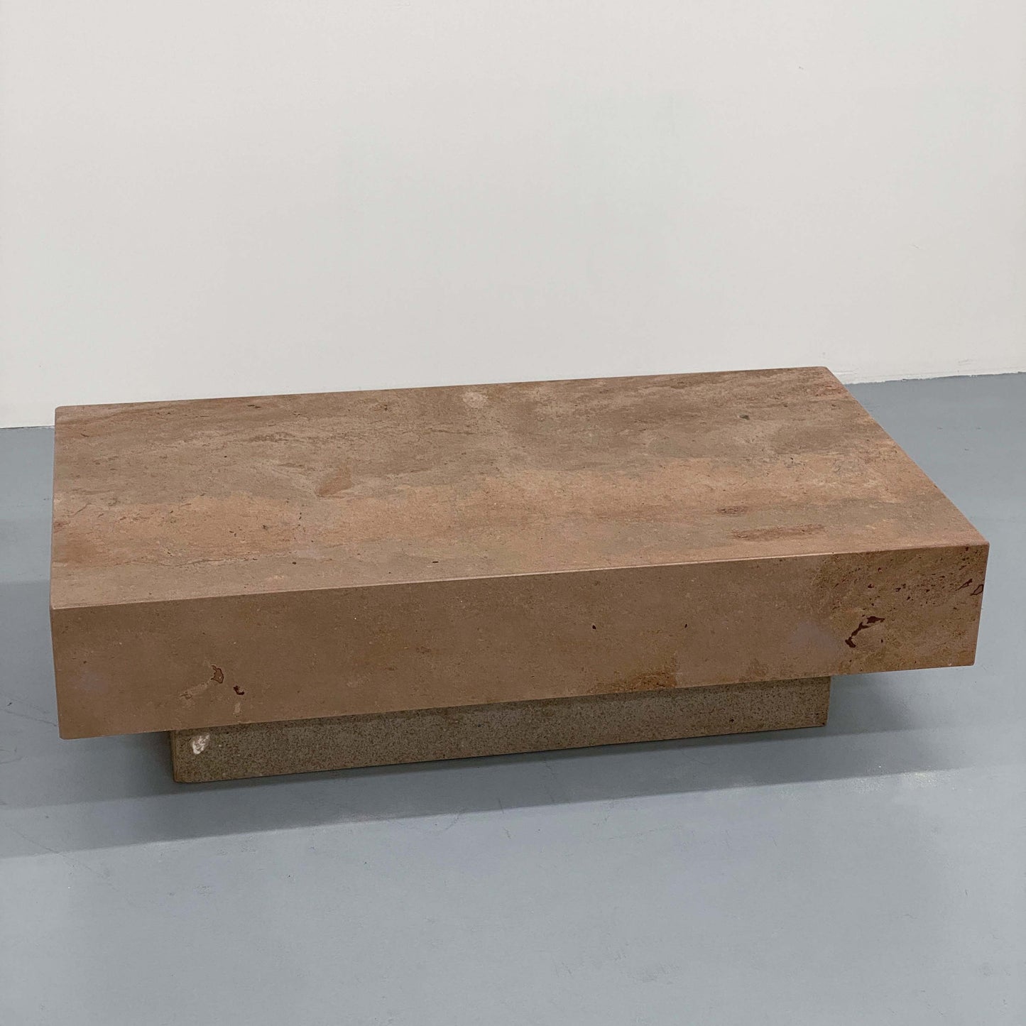 80S BROWN TRAVERTINE COFFEE TABLE