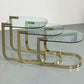 1980S NESTING TABLE SET WITH CANTILEVER GLASS TOPS