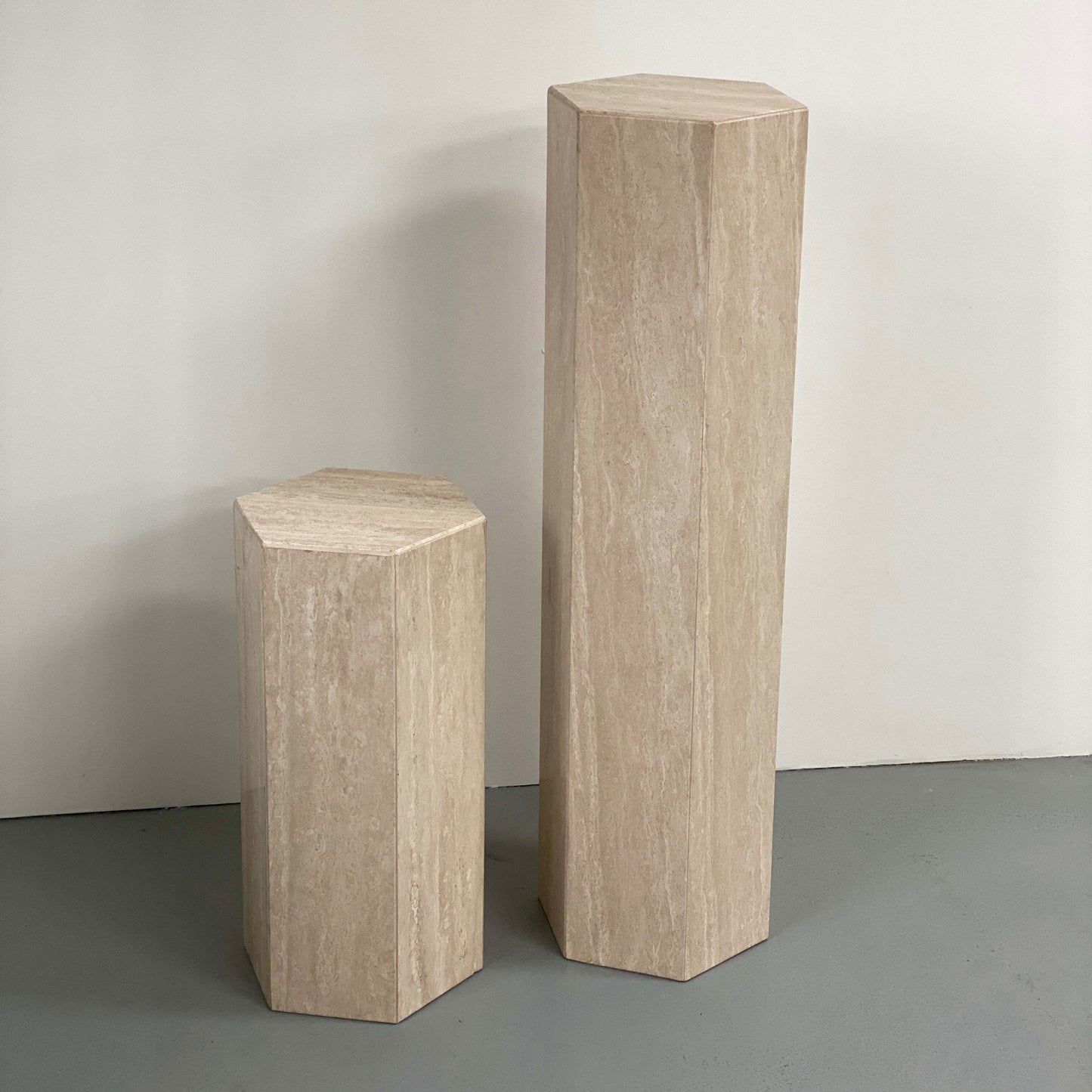 ITALIAN TRAVERTINE HEXAGONAL PEDESTALS