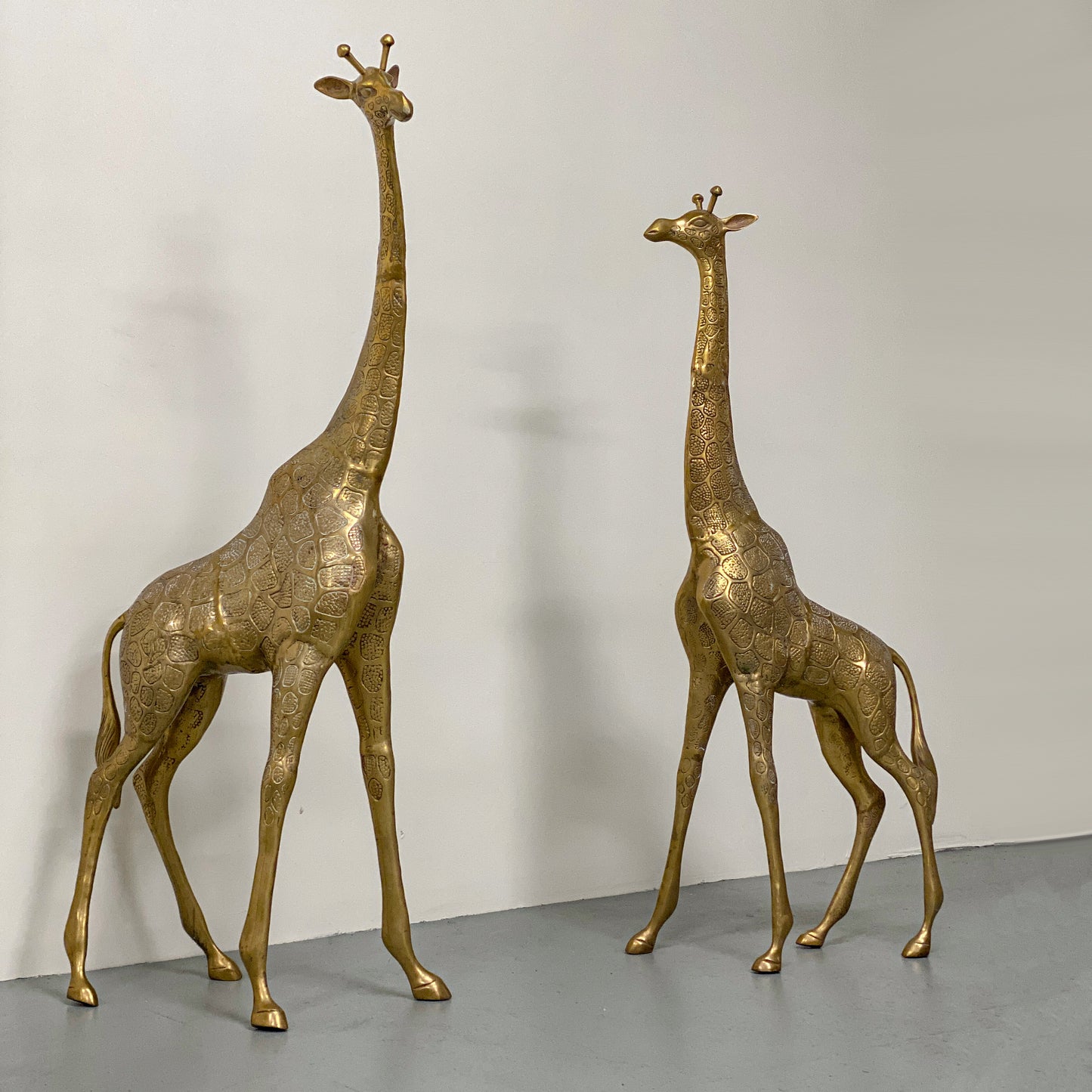 1960S LARGE BRASS GIRAFFES