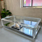 VINTAGE LUCITE GLASS AND MIRROR COFFEE TABLE