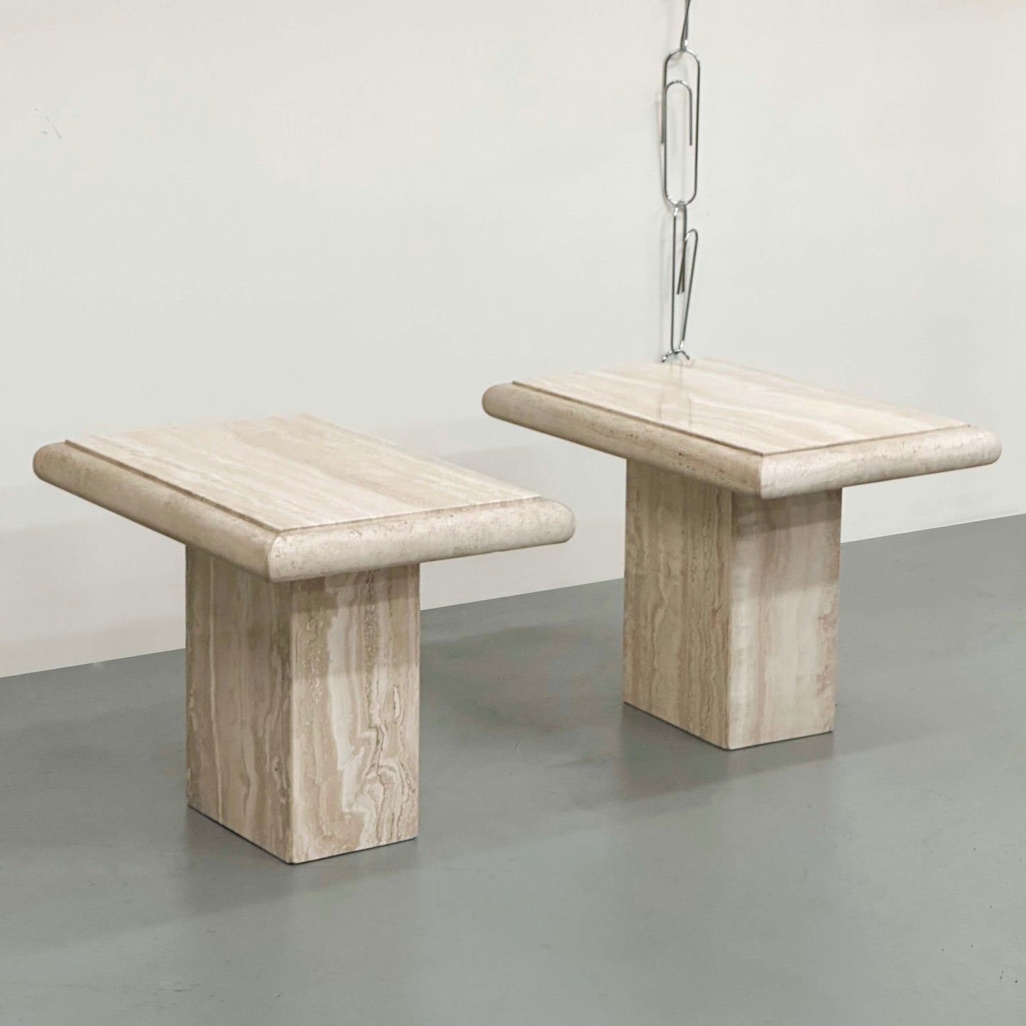 VINTAGE ITALIAN TRAVERTINE STONE SIDE TABLES