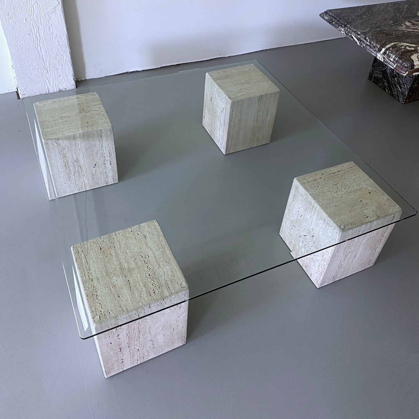 1970S TRAVERTINE CUBE COFFEE TABLE