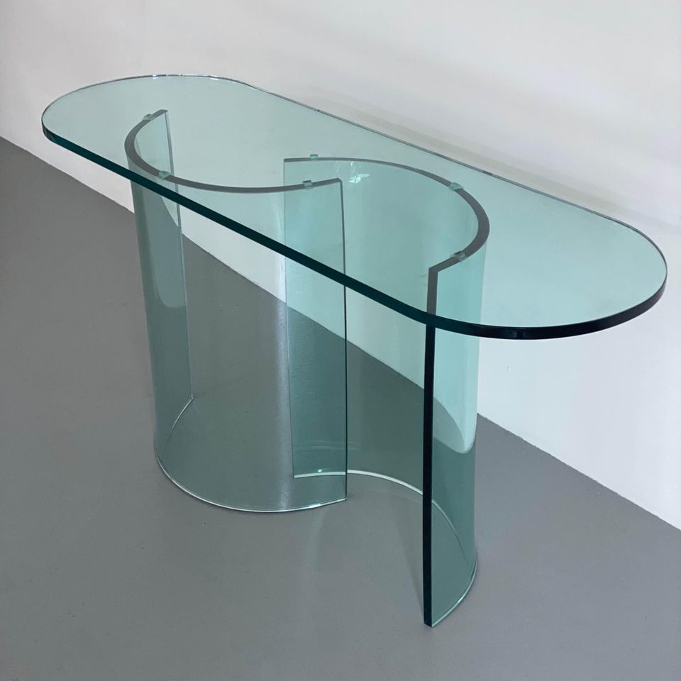 1980S ITALIAN GLASS CONSOLE TABLE