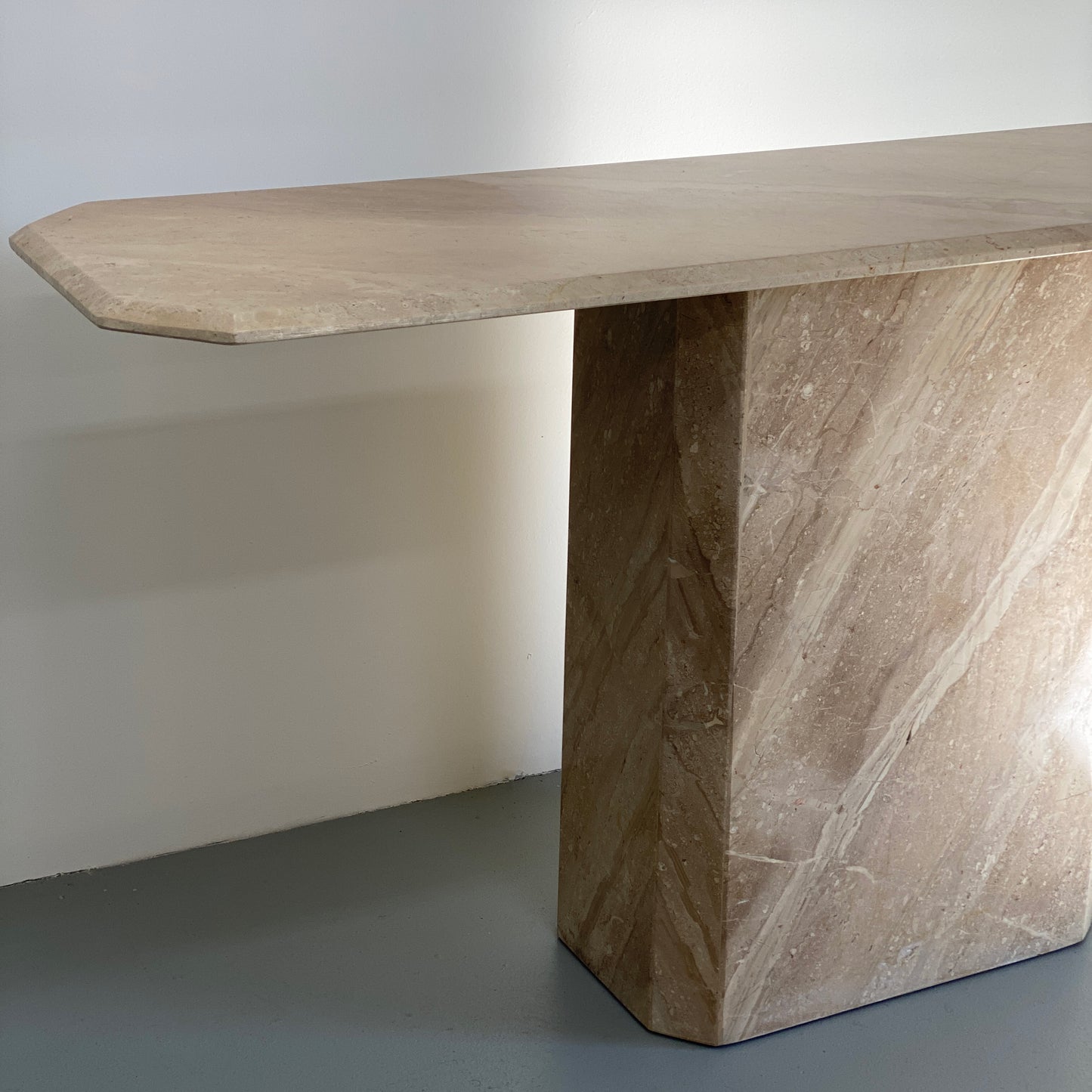 1970S ITALIAN TRAVERTINE  CONSOLE TABLE