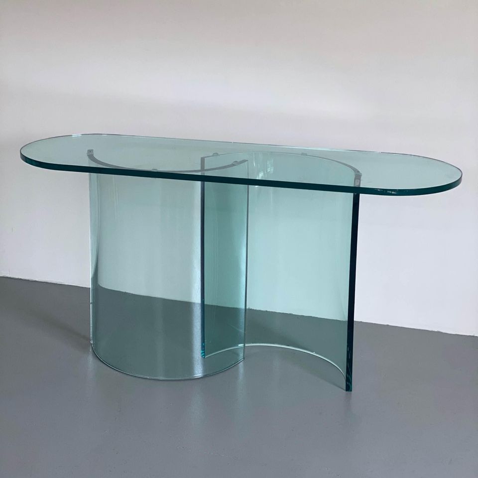 1980S ITALIAN GLASS CONSOLE TABLE