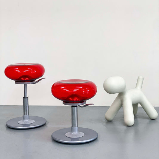 MAMBO STOOLS IN RED LUCITE BUBBLE SEATS BY DELIGHT ITALY