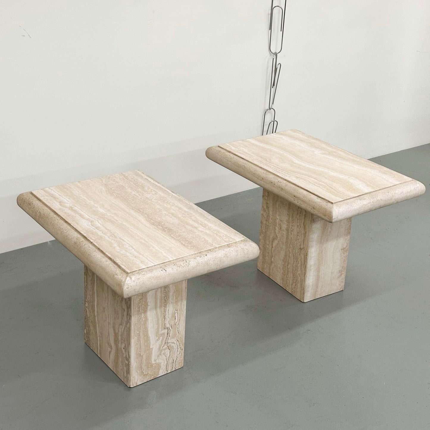 VINTAGE ITALIAN TRAVERTINE STONE SIDE TABLES